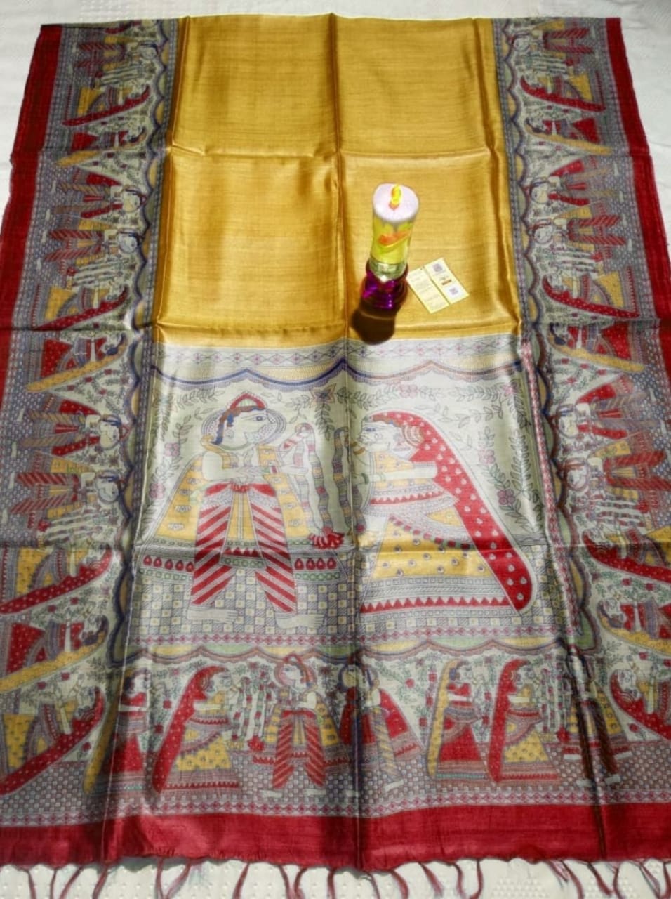 Pure Silk Tussar Ghicha Screen Printed Saree image 0