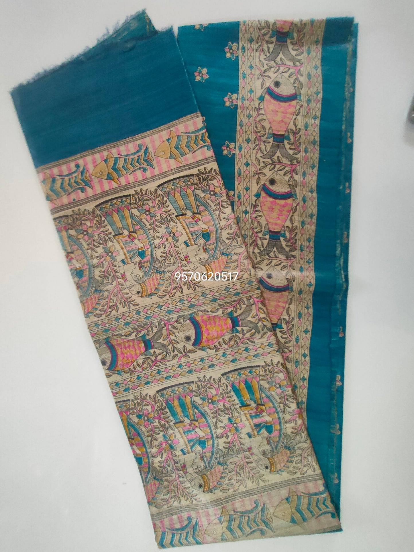 Pure Silk Tussar Ghicha Screen Printed Saree image 4