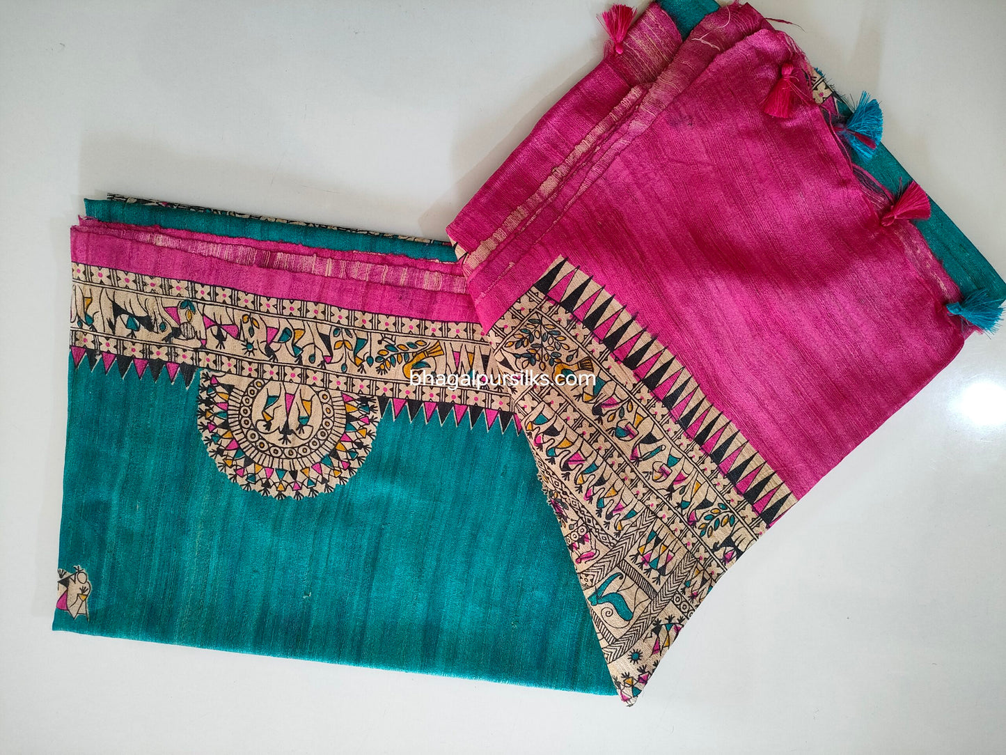 Pure Silk Tussar Ghicha Screen Printed Saree image 2