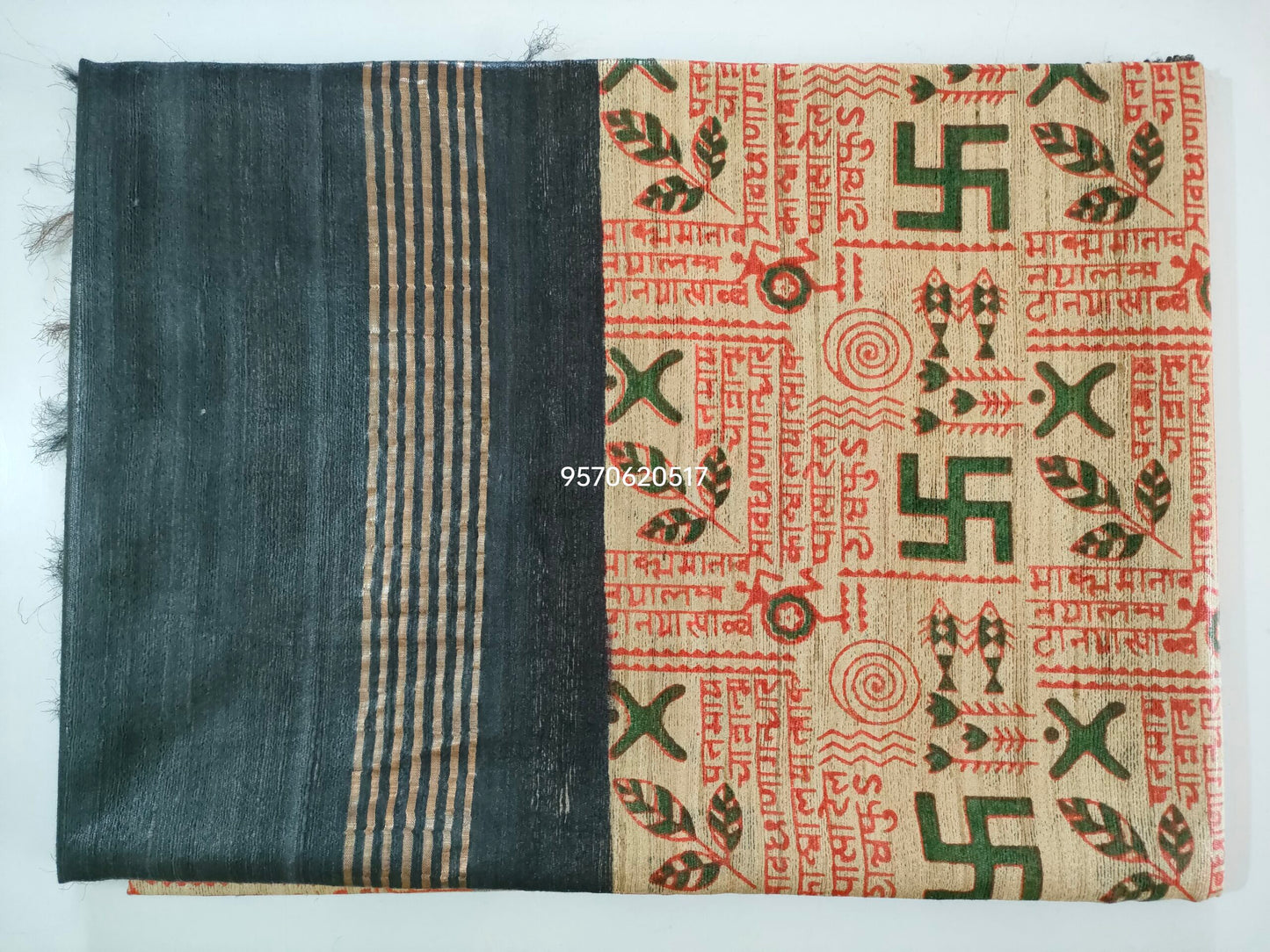 Pure Silk Tussar Ghicha Screen Printed Saree image 2
