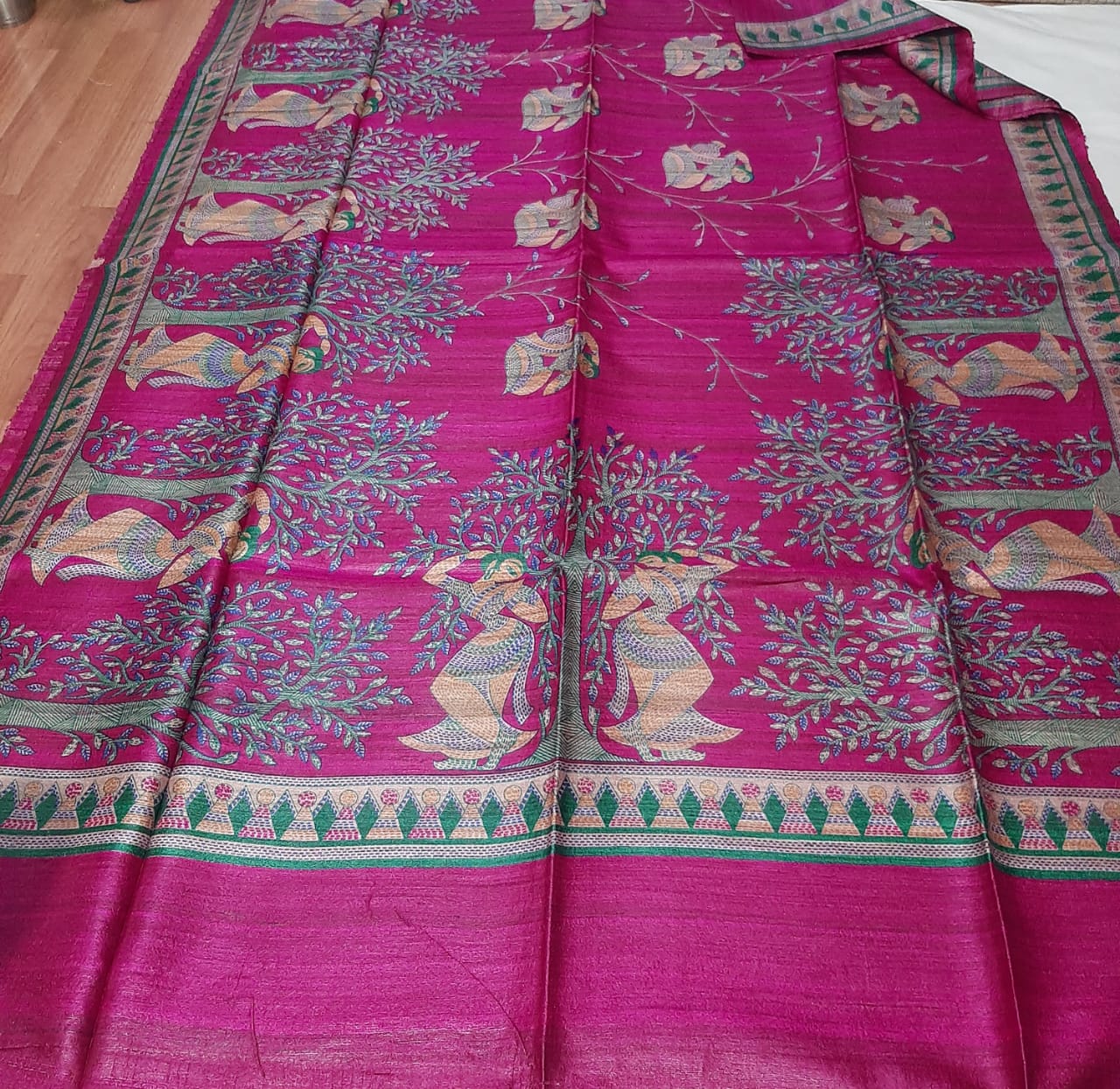 Pure Silk Tussar Ghicha Screen Printed Saree image 0