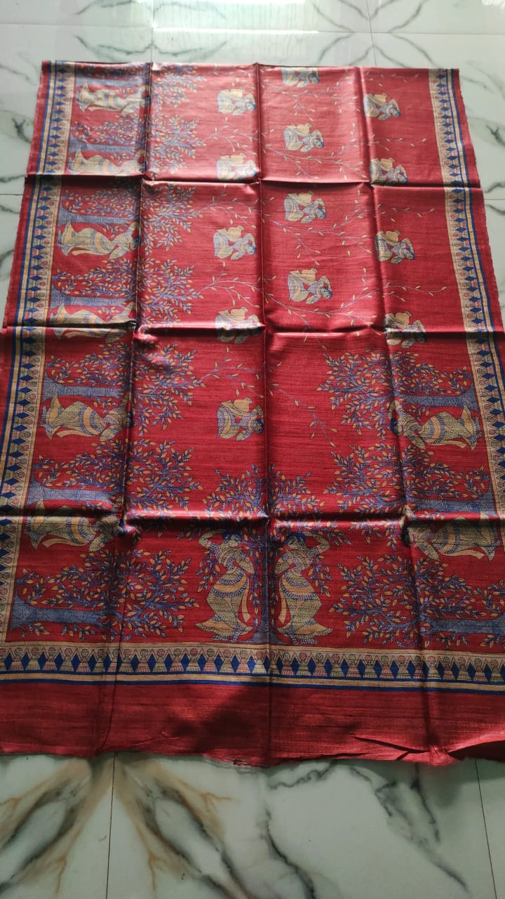 Pure Silk Tussar Ghicha Screen Printed Saree image 0