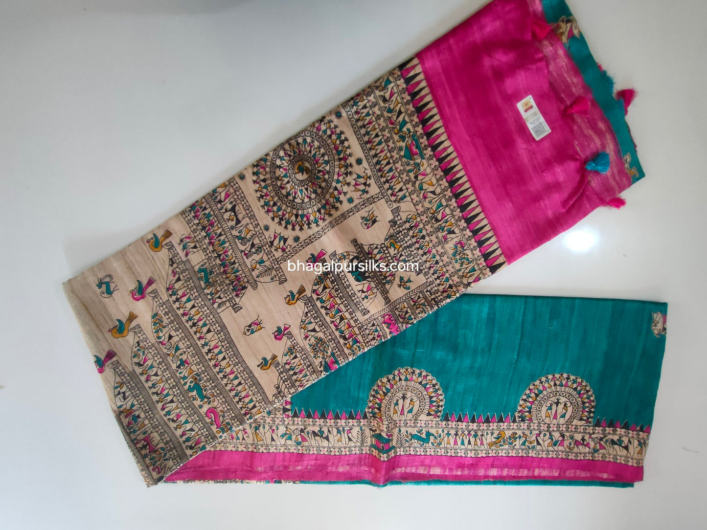 Pure Silk Tussar Ghicha Screen Printed Saree image 4