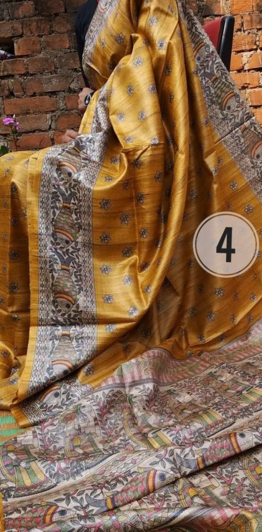 Pure Silk Tussar Ghicha Screen Printed Saree image 0
