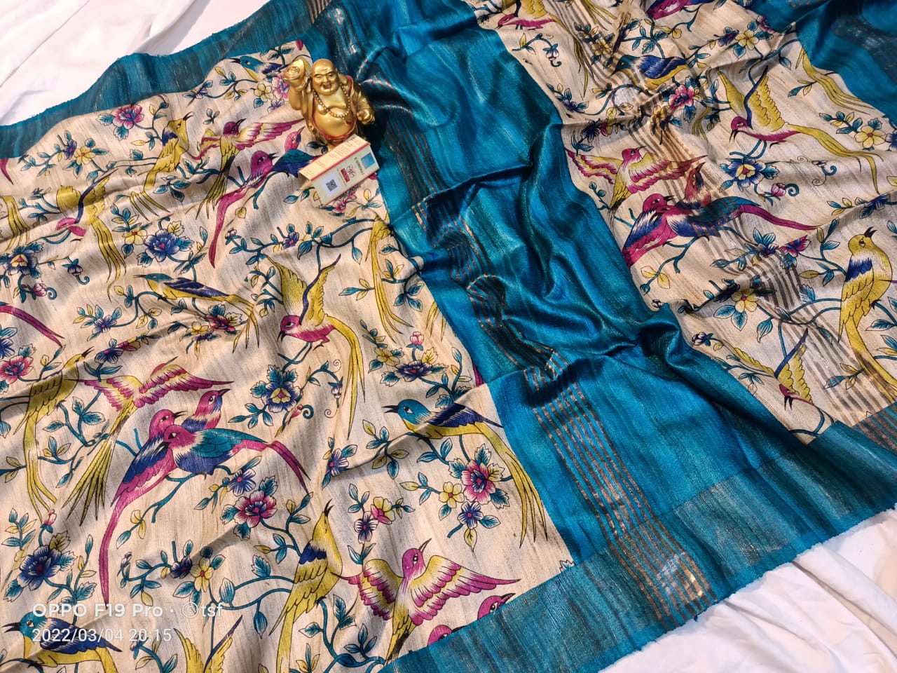 Pure Silk Tussar Ghicha Screen Printed Saree image 0