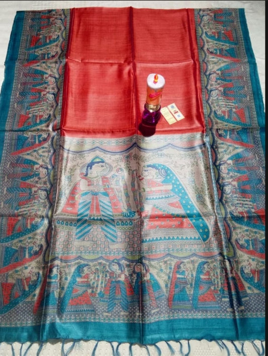 Pure Silk Tussar Ghicha Screen Printed Saree image 0