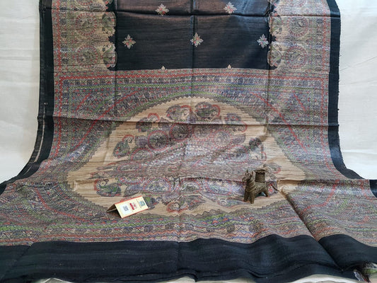 Pure Silk Tussar Ghicha Screen Printed Saree image 0