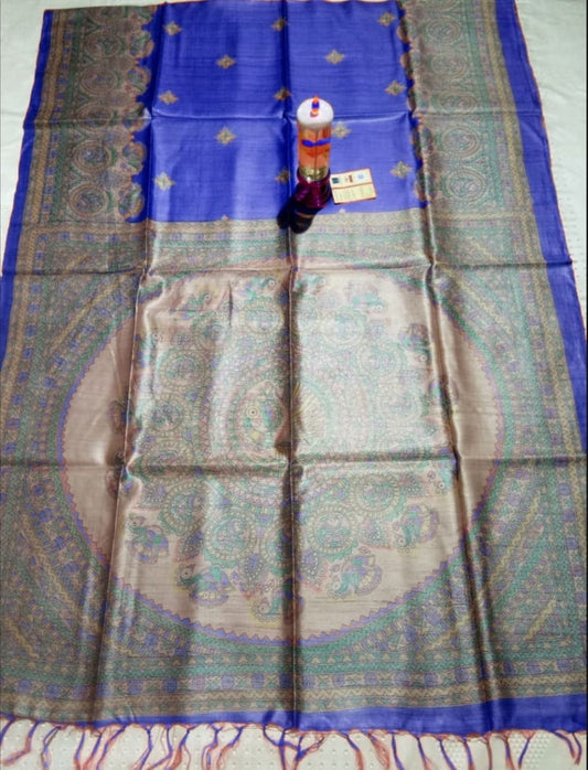 Pure Silk Tussar Ghicha Screen Printed Saree image 0
