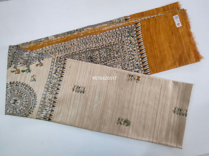 Pure Silk Tussar Ghicha Screen Printed Saree image 3