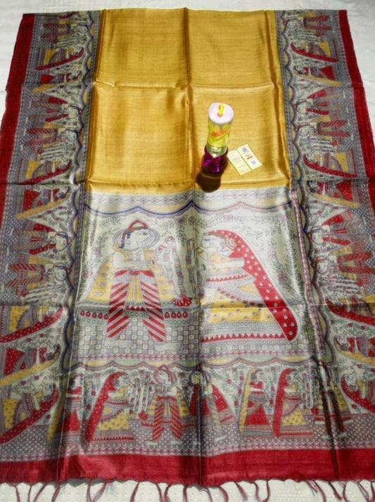 Pure Silk Tussar Ghicha Screen Printed Saree image 0