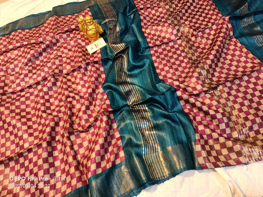 Pure Silk Tussar Ghicha Screen Printed Saree image 0