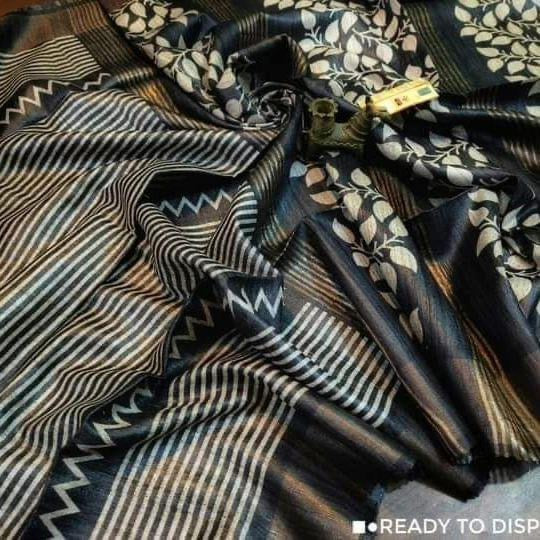 Pure Silk Tussar Ghicha Screen Printed Saree image 0