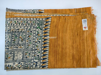 Pure Silk Tussar Ghicha Screen Printed Saree image 1