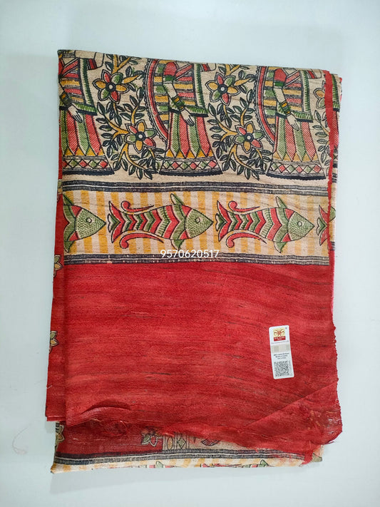Pure Silk Tussar Ghicha Screen Printed Saree image 1