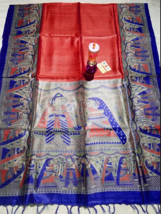 Pure Silk Tussar Ghicha Screen Printed Saree image 0