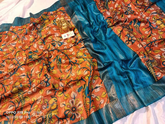 Pure Silk Tussar Ghicha Screen Printed Saree image 0