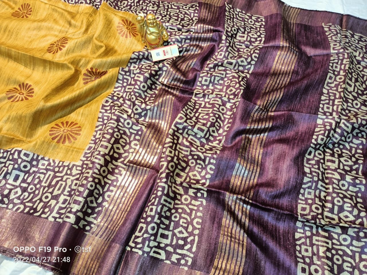 Pure Silk Tussar Ghicha Screen Printed Saree image 0