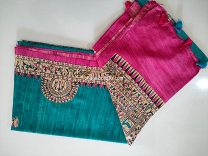 Pure Silk Tussar Ghicha Screen Printed Saree image 2