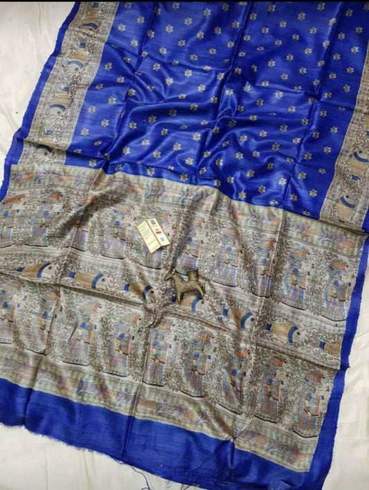Pure Silk Tussar Ghicha Screen Printed Saree image 0
