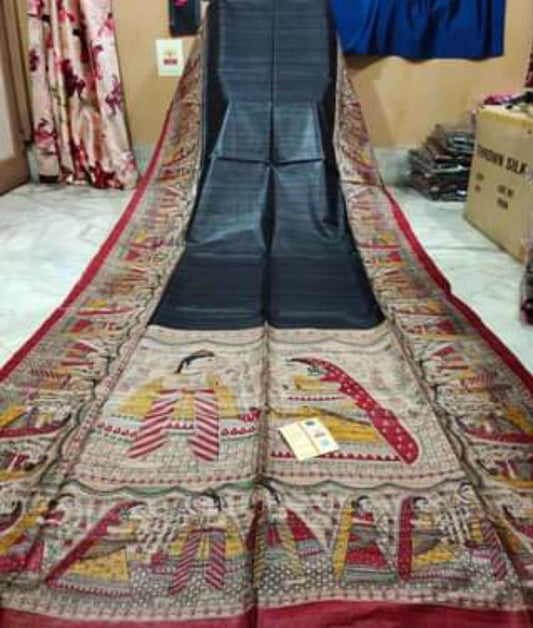 Pure Silk Tussar Ghicha Screen Printed Saree image 0