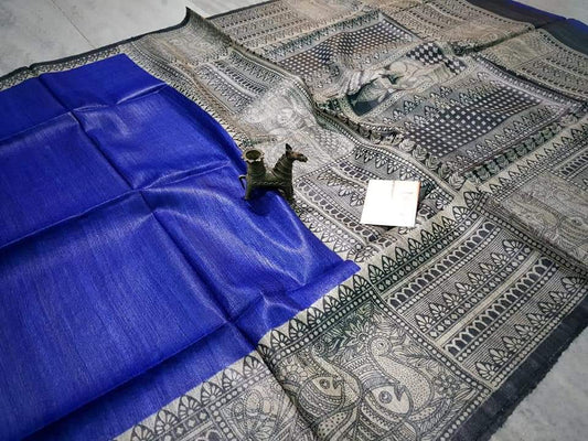 Pure Silk Tussar Ghicha Screen Printed Saree image 0