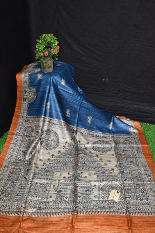 Pure Silk Tussar Ghicha Screen Printed Saree image 0