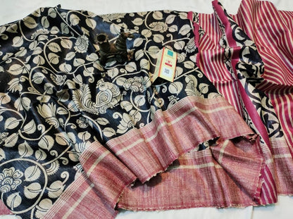 Pure Silk Tussar Ghicha Screen Printed Saree image 0