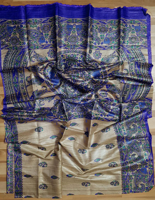 Pure Silk Tussar Ghicha Screen Printed Saree image 0