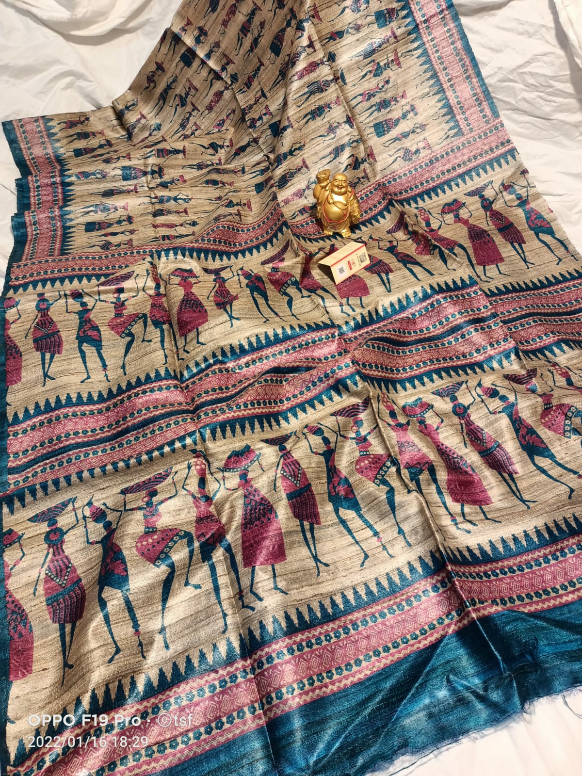 Pure Silk Tussar Ghicha Screen Printed Saree image 0