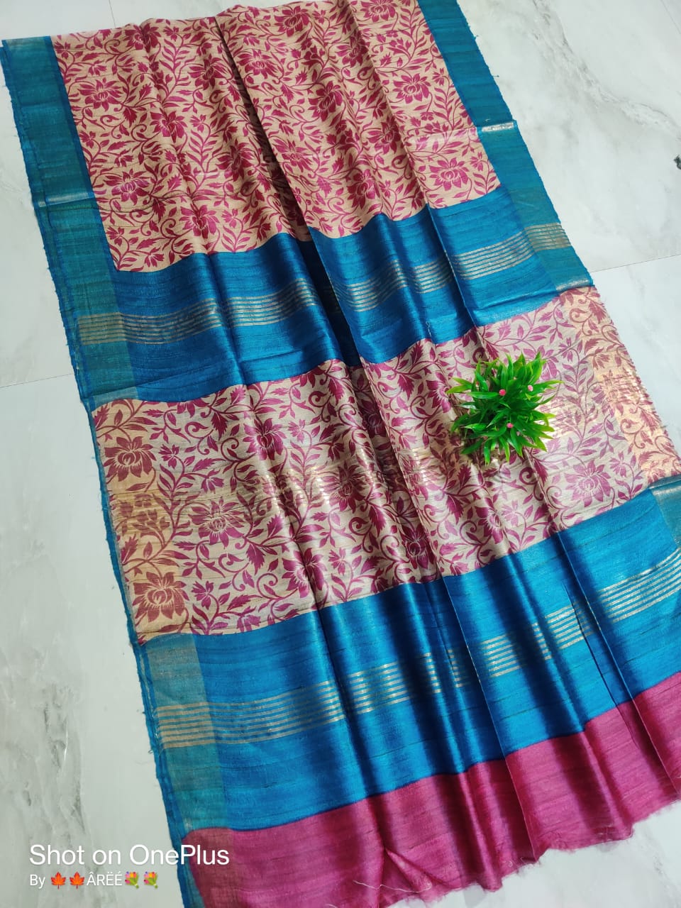 Pure Silk Tussar Ghicha Screen Printed Saree image 0