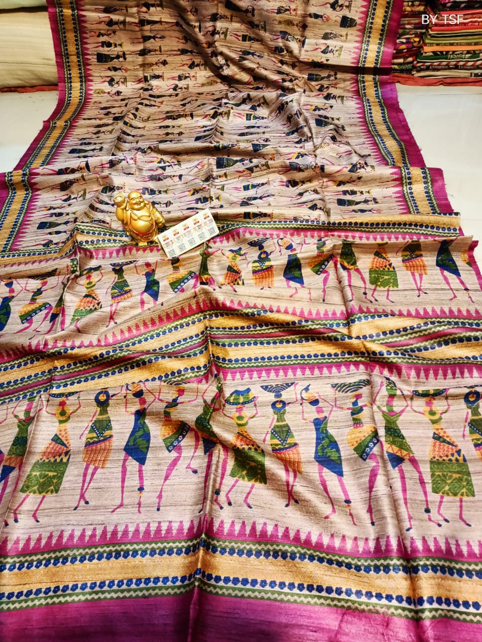 Pure Silk Tussar Ghicha Screen Printed Saree image 0