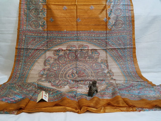 Pure Silk Tussar Ghicha Screen Printed Saree image 1