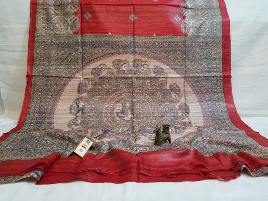 Pure Silk Tussar Ghicha Screen Printed Saree image 0