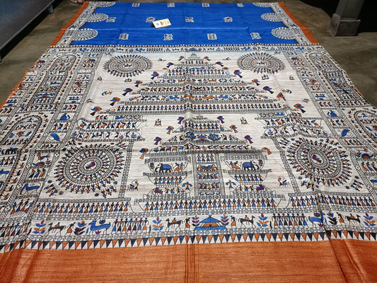 Pure Silk Tussar Ghicha Screen Printed Saree image 0