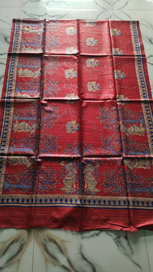 Pure Silk Tussar Ghicha Screen Printed Saree image 0