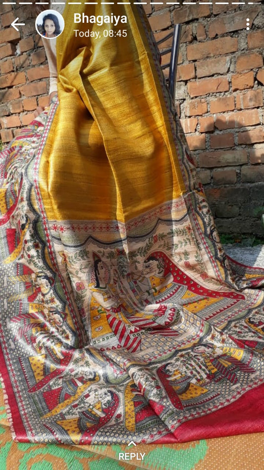 Pure Silk Tussar Ghicha Screen Printed Saree image 0