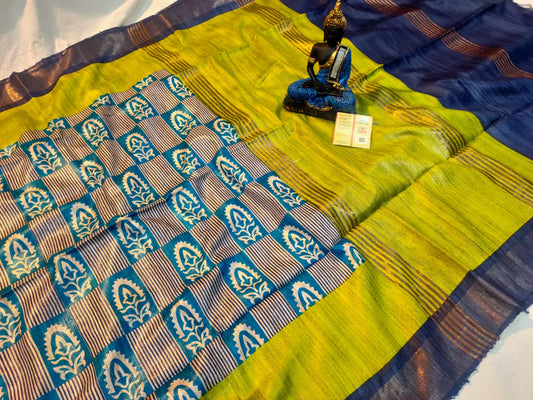 Pure Silk Tussar Ghicha Screen Printed Saree image 0