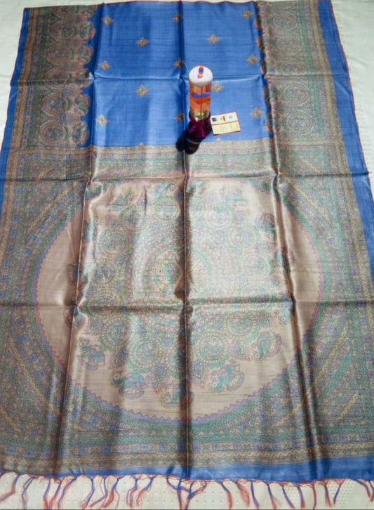Pure Silk Tussar Ghicha Screen Printed Saree image 0