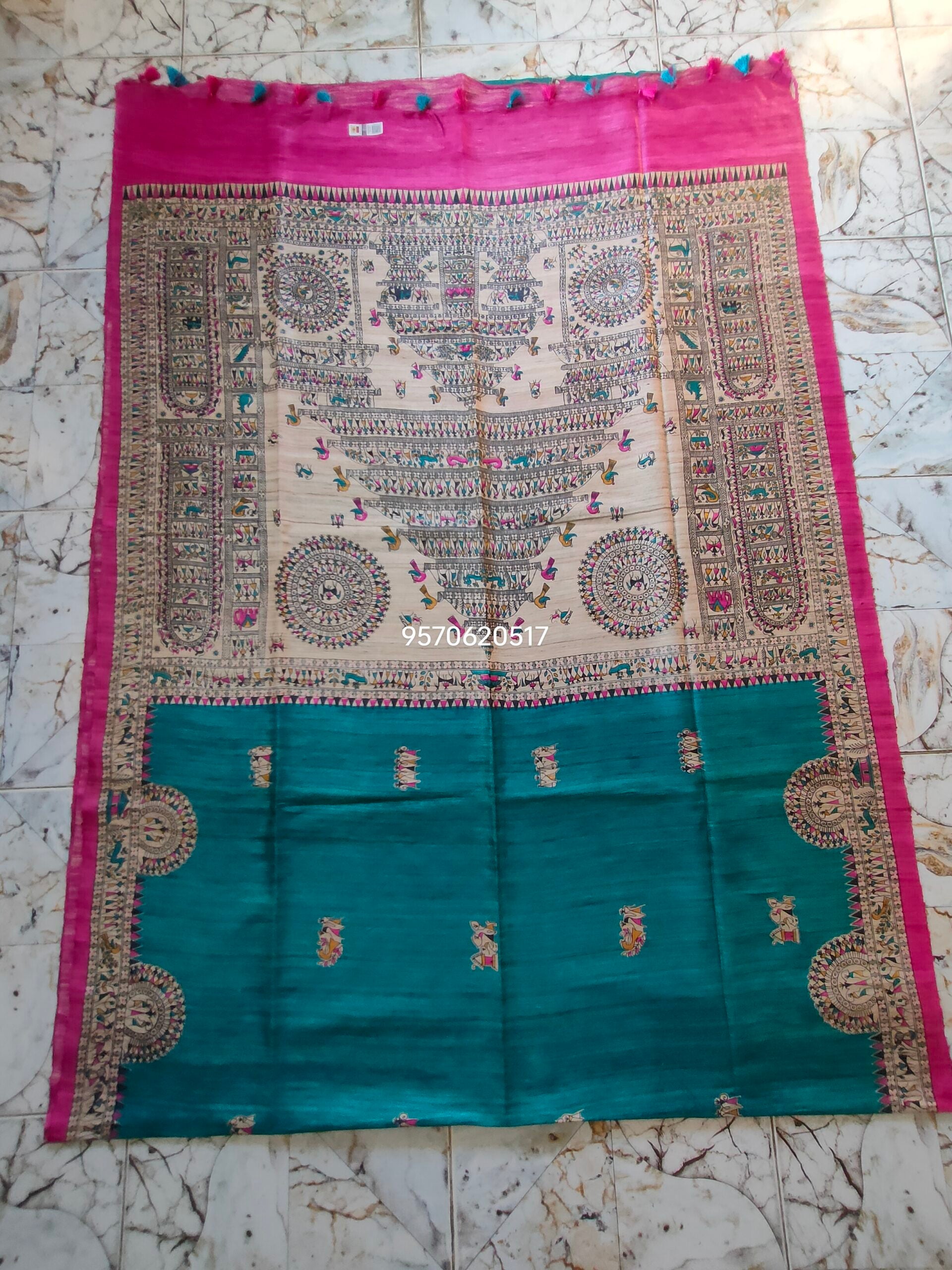 Pure Silk Tussar Ghicha Screen Printed Saree image 6