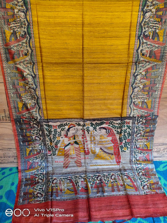 Pure Silk Tussar Ghicha Screen Printed Saree image 1
