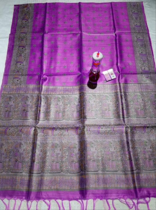 Pure Silk Tussar Ghicha Screen Printed Saree image 0