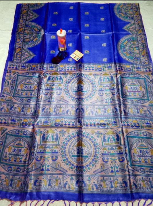 Pure Silk Tussar Ghicha Screen Printed Saree image 0