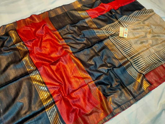 Pure Silk Tussar Ghicha Screen Printed Saree image 0
