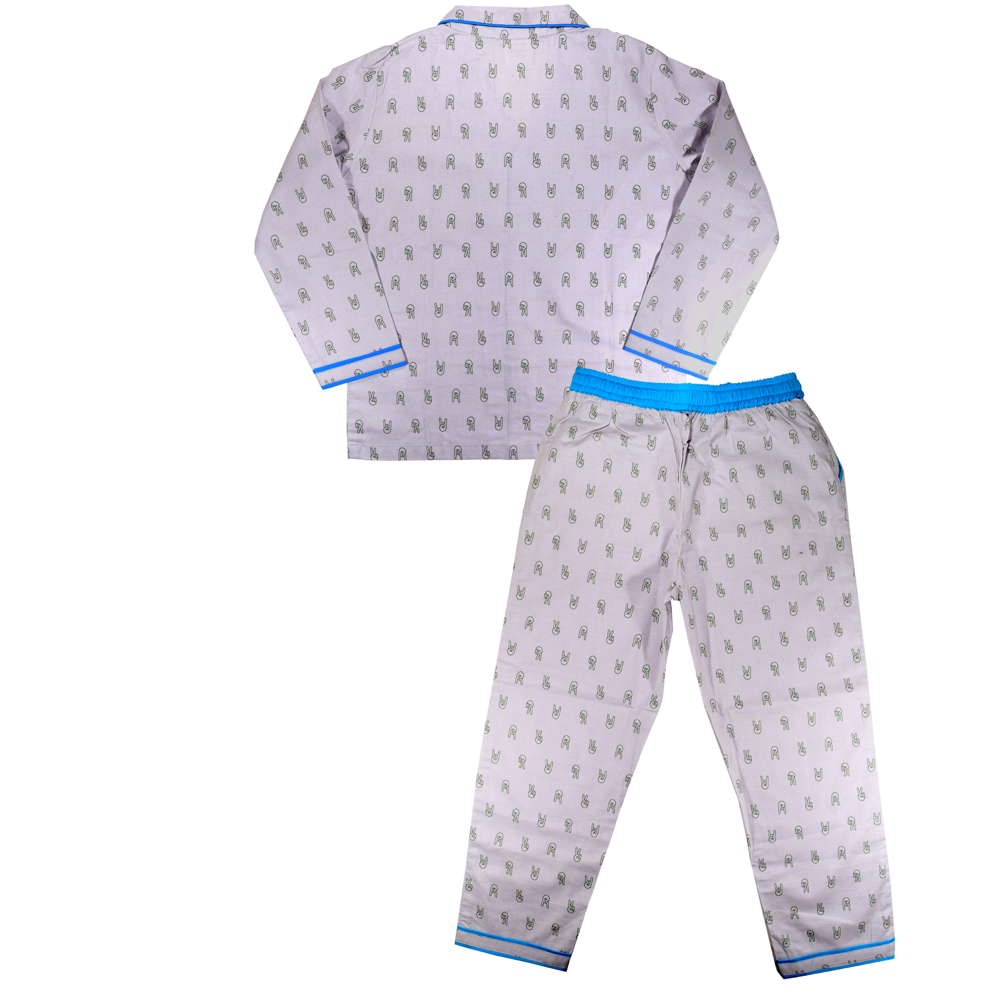 ADRA Kids Boys Blue Rayon Printed Top & Pyjama Night Suit