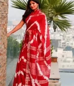 Bhagalpuri Cotton Slub Shibori Saree With Running Blouse