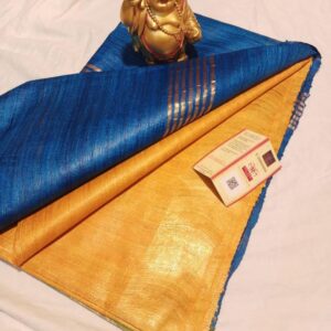 Pure Silk Tussar Ghicha Saree with Woven Zari Border