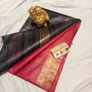 Pure Silk Tussar Ghicha Saree with Woven Zari Border