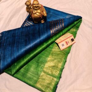 Pure Silk Tussar Ghicha Saree with Woven Zari Border