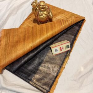 Pure Silk Tussar Ghicha Saree with Woven Zari Border