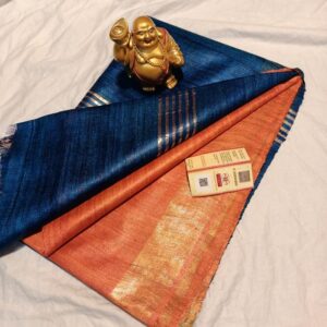 Pure Silk Tussar Ghicha Saree with Woven Zari Border